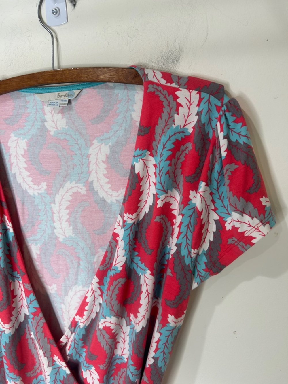 BODEN Marie V-Neck Wrap Dress Coral Blue Size 10R - Picture 7 of 16